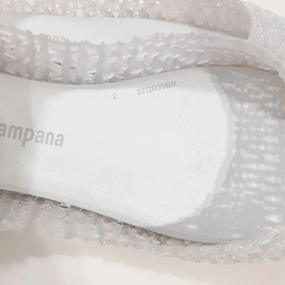 Mini Melissa Campana Ultra Gel White Glitter Gel Flats Girls 3 Jelly Shoes Clear